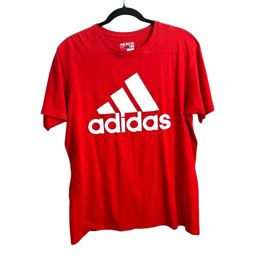 Adidas Mens Red Short Sleeve Logo T-Shirt L